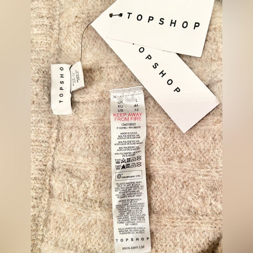 NWT TOPSHOP Fluffy Cable Knit Sweater Wide Leg Cabincore Pants Size 12 $68 - Picture 2 of 7